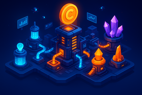 Industrial crypto factory illustration